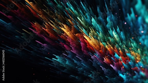 Vibrant explosion of colors against a dark background created with Generative AI technology