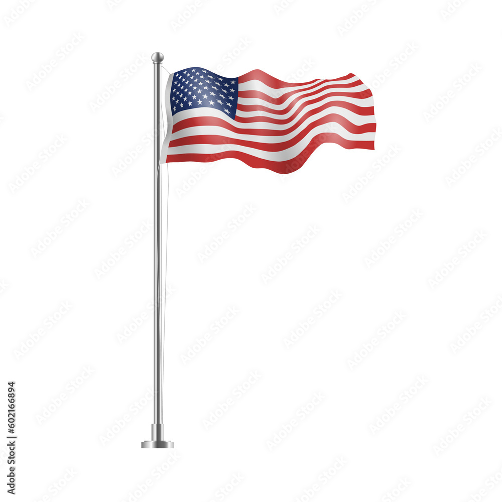Obraz premium United States flag waving on flagpole. American flag.