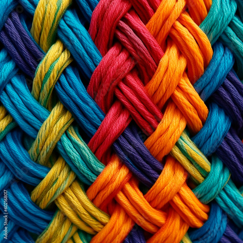 pattern of multicoloured ropes and twisted twines . Background. High quality Generative AI