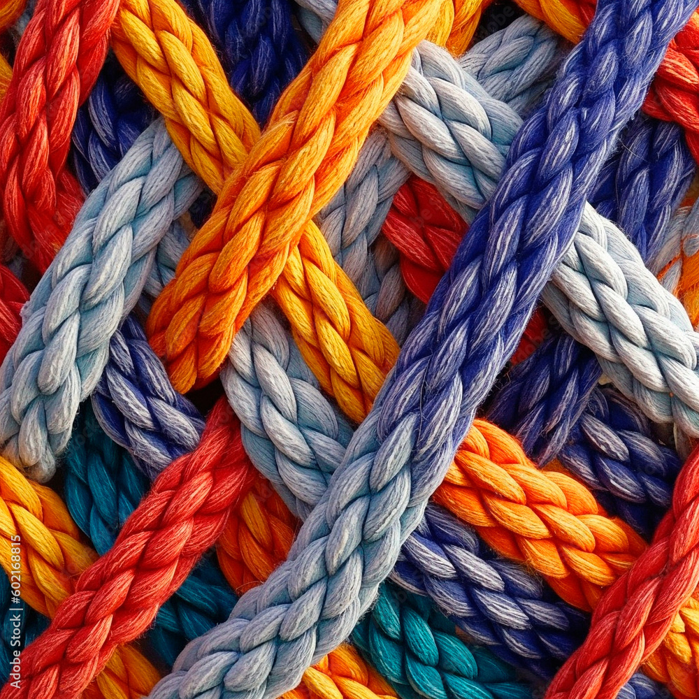 pattern of multicoloured ropes and twisted twines . Background. High quality Generative AI