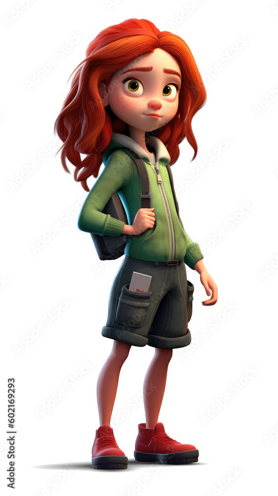 Stylized cartoon unique character of a girl in different poses, on a white background. Generative AI Stylized cartoon unique character of a girl in different poses, on a white background. Generative AI