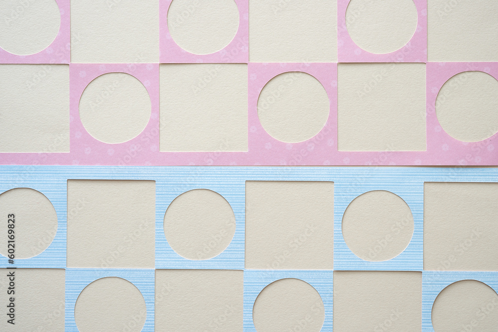 machine-cut stencils featuring circle and square patterns or cutouts machine-cut stencils featuring circle and square patterns or cutouts
