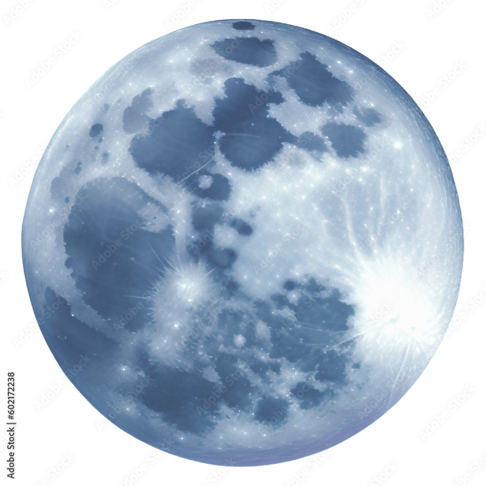 Moon on white background, high resolution full moon isolated over transparent background, supermen, blue moon, moon details. generative ai - obrazy, fototapety, plakaty 