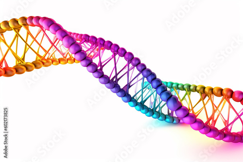 colorful DNA chain on a white background, generative AI