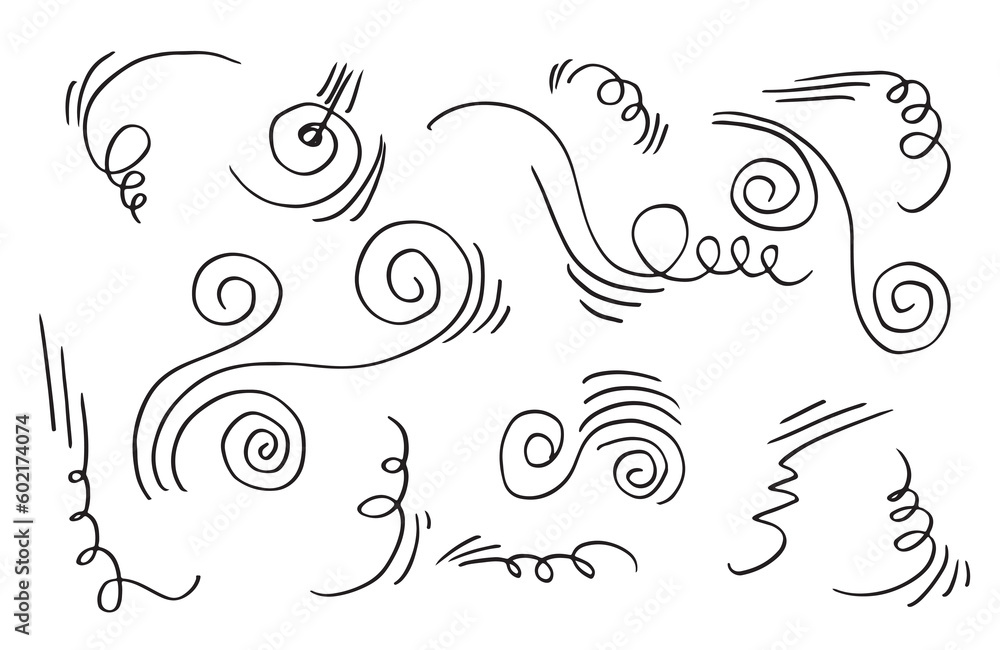 doodle wind illustration vector hand drawn style isolated on white background.