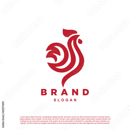 Stampa su tela Creative chicken fire flame logo design