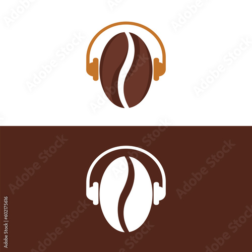 Coffee Podcast Icon Logo Design. Coffee DJ logo concept.