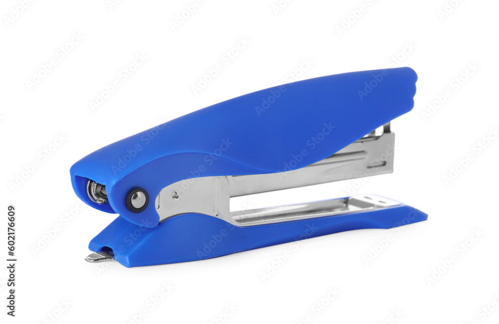 New bright blue stapler isolated on white New bright blue stapler isolated on white