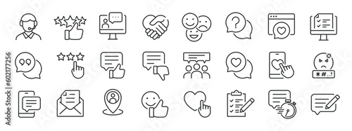 Feedback, testimonial, customer thin line icons. Editable stroke. For website marketing design, logo, app, template, ui, etc. Vector illustration.