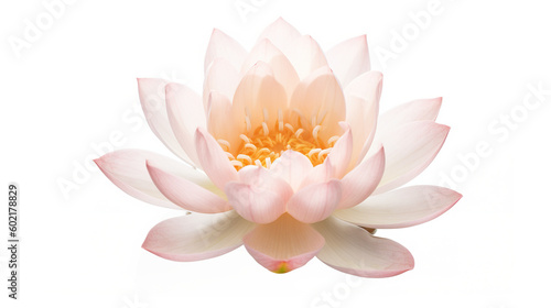 A close up of a pink flower on a white background. Generative AI.