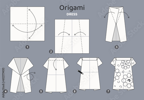 Origami tutorial for kids. Origami cute dress.