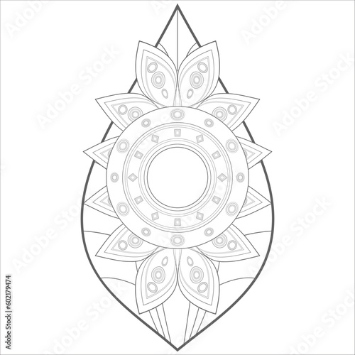 Coloring Book for adults. Hand drawn flowers in zentangle style for t-shirt design or tattoo and coloring book