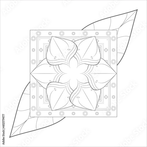 Coloring Book for adults. Hand drawn flowers in zentangle style for t-shirt design or tattoo and coloring book