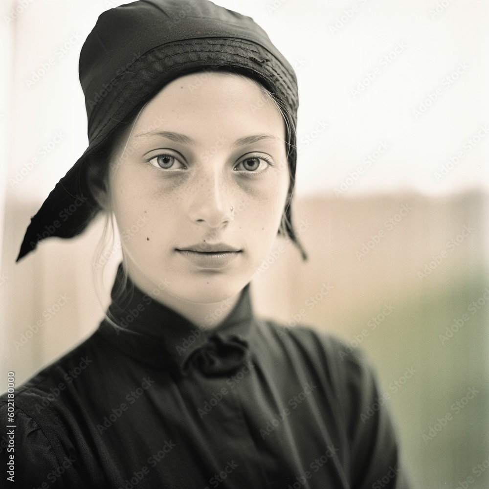 Portrait of a Beautiful Young American Woman in Early 20th Century Rural Style - generative AI