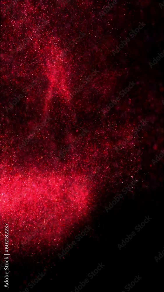Abstract ambient VJ loop background of swirling luminous red particles ...