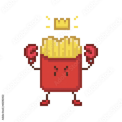 French fries boxer, pixel art meme