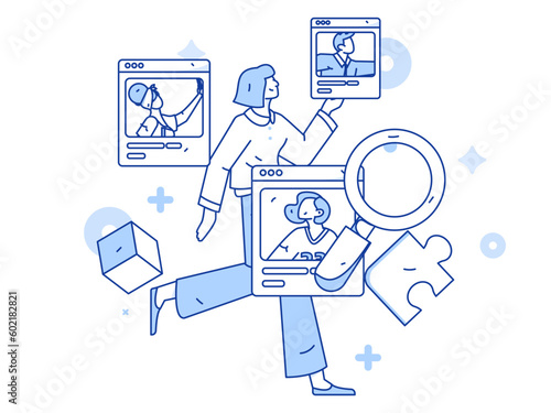 Job Interview People Flat Vector Concept Operation Hand Drawn Illustration
