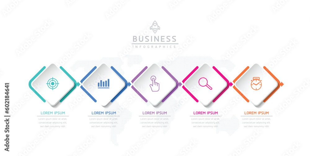 Vector infographic business presentation template connected with 5 ...