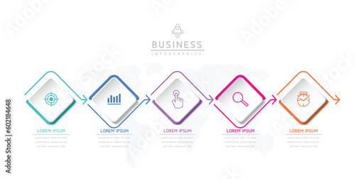 Vector infographic business presentation template connected with 5 options