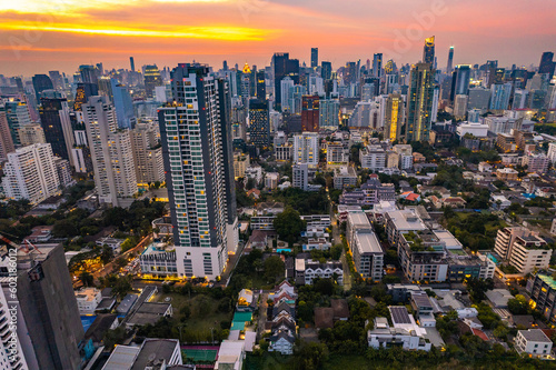 Aerial view of Sukhumvit area, Watthana, Bangkok, Thailand