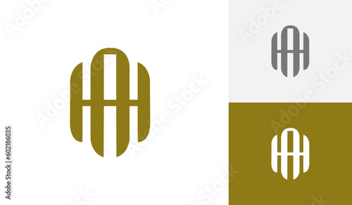 Letter AH or HA initial monogram logo design