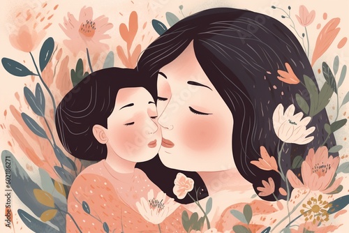 Heartwarming Mother's Day Illustration Design Created with Generative AI