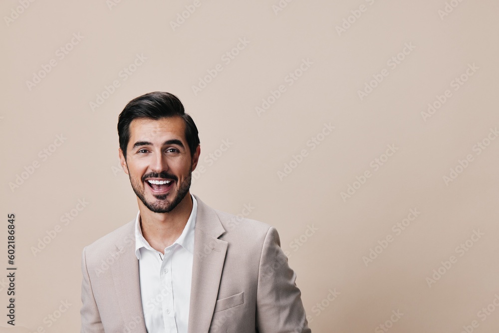 man copyspace happy young smiling business handsome portrait suit businessman beige man copyspace happy young smiling business handsome portrait suit businessman beige