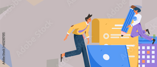 Job Interview People Flat Vector Concept Operation Hand Drawn Illustration
