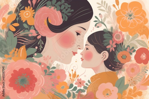 Heartwarming Mother's Day Illustration Design Created with Generative AI