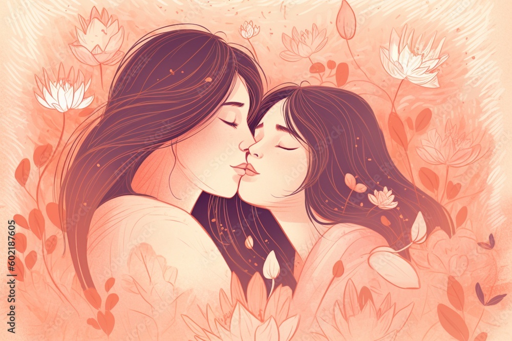 Heartwarming Mother's Day Illustration Design Created with Generative AI Heartwarming Mother's Day Illustration Design Created with Generative AI