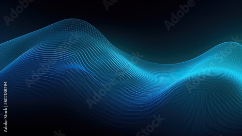 digital calm waves isolated on black background. Generative AI