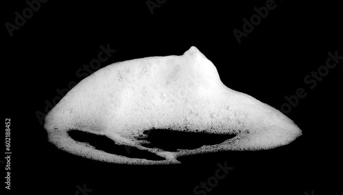 liquid white bubble from soap or shampoo. or shower gel and cosmetics white abstract clean Care and hygiene. isolated on black background