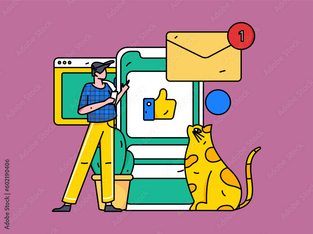 Virtual characters social communication concept business flat vector hand drawn illustration
Virtual characters social communication concept business flat vector hand drawn illustration