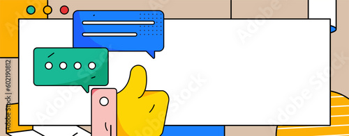 Virtual characters social communication concept business flat vector hand drawn illustration
