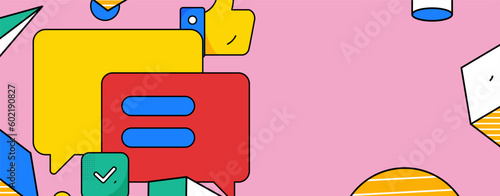 Virtual characters social communication concept business flat vector hand drawn illustration
