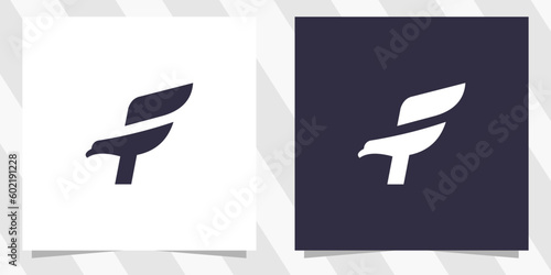 letter f with falcon logo design