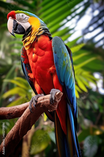 blue and red parrot