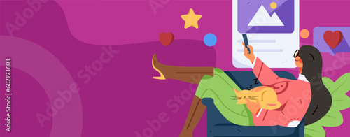 Virtual characters social communication concept business flat vector hand drawn illustration
