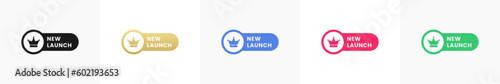 New launch label vector or New launch sign vector isolated in flat style. Simple New launch label for packaging design element. New launch sign vector for your product design element.