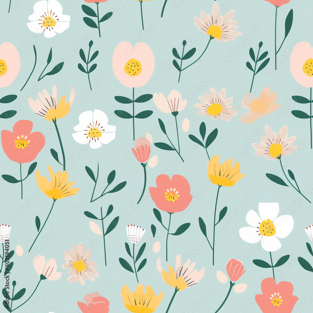 A floral pattern - created with Generative AI technology A floral pattern - created with Generative AI technology