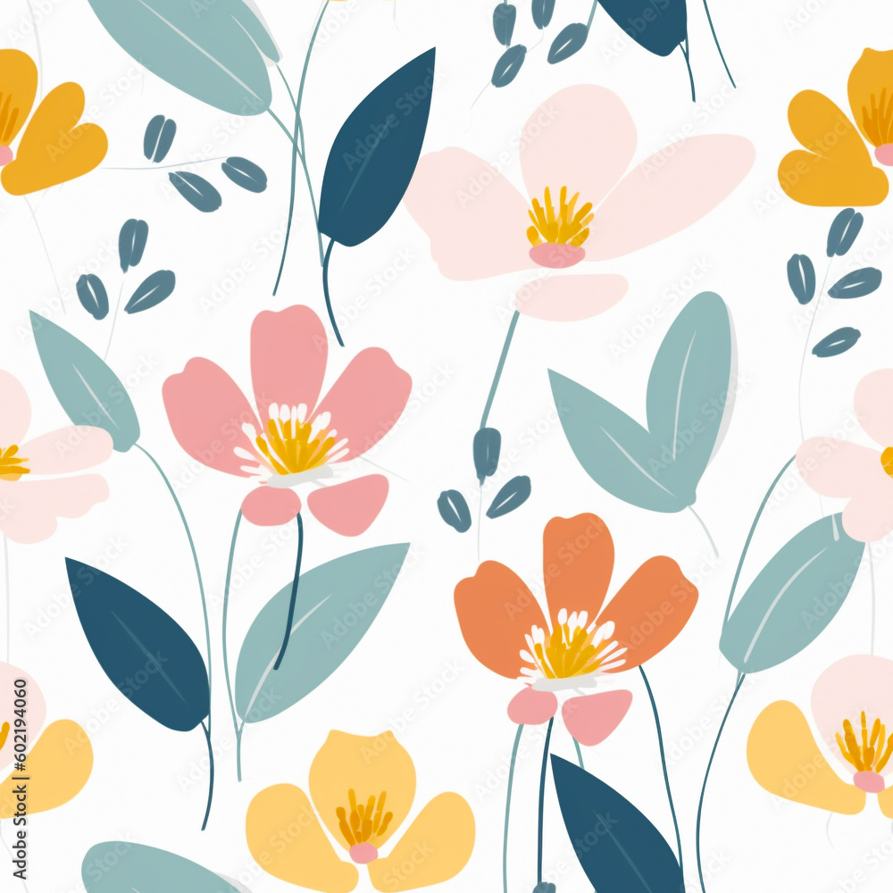 A floral pattern - created with Generative AI technology A floral pattern - created with Generative AI technology