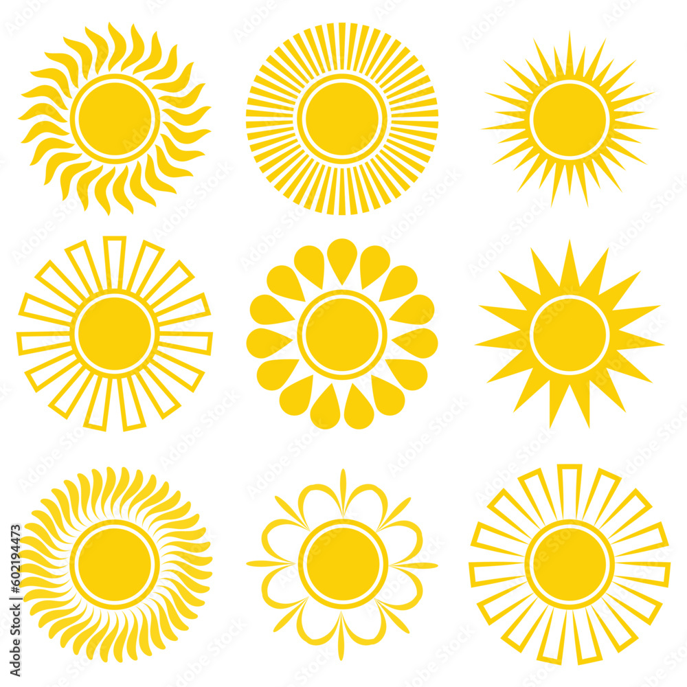 Sun Logo Set Vector Icon. Stock illustration. Sun Logo Set Vector Icon. Stock illustration.
