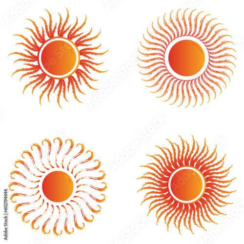 Sun Logo Set Vector Icon. Stock illustration.