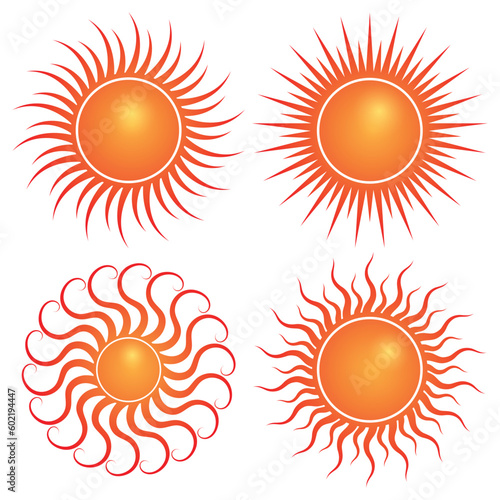 Sun Logo Set Vector Icon. Stock illustration.