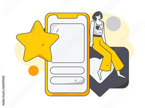 Virtual characters social communication concept business flat vector hand drawn illustration

