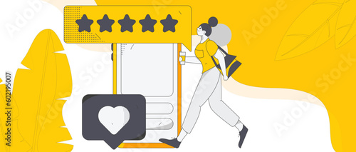Virtual characters social communication concept business flat vector hand drawn illustration
