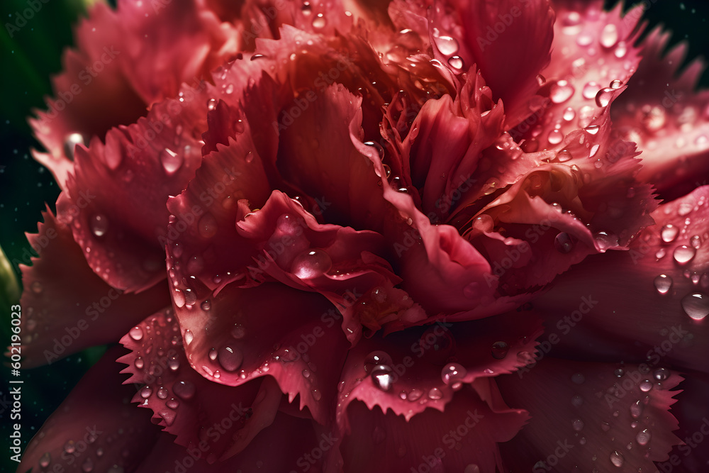 Macro Pink peony petals with water drops. Generative AI Macro Pink peony petals with water drops. Generative AI
