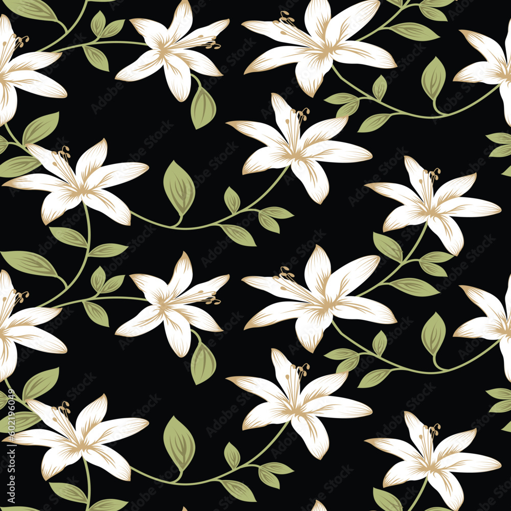 seamless vector flower design on background seamless vector flower design on background