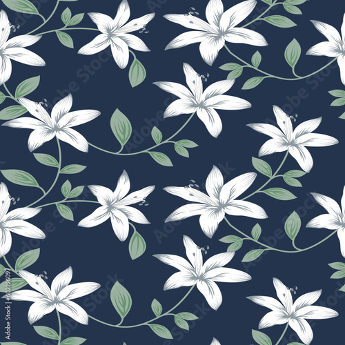 seamless vector flower design on background