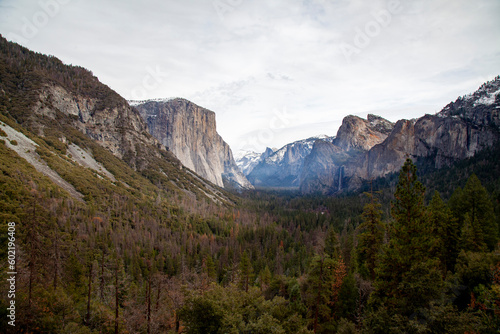 View of nature landscape at view point Yosemite National Park in the winter,USA.